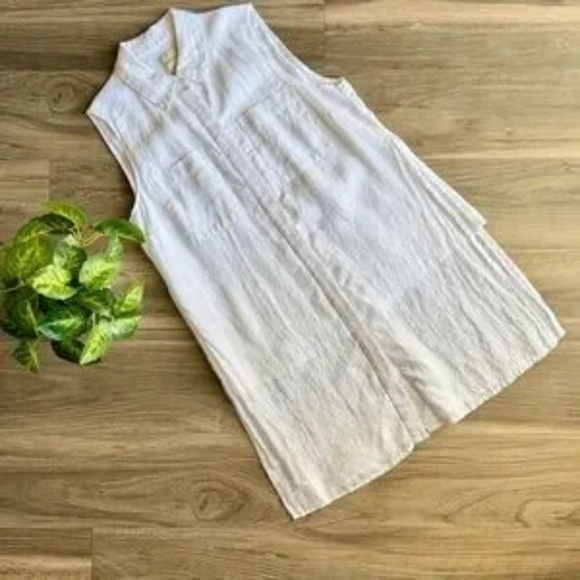 Chico’s Sleeveless Linen High-Low Tunic White | Button Down Top Size 0 - Picture 2 of 15